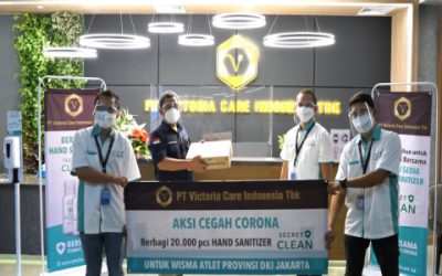 PT Victoria Care Indonesia Tbk Salurkan Bantuan 20.000 Botol Hand Sanitizer untuk Wisma Atlet Cegah Covid-19